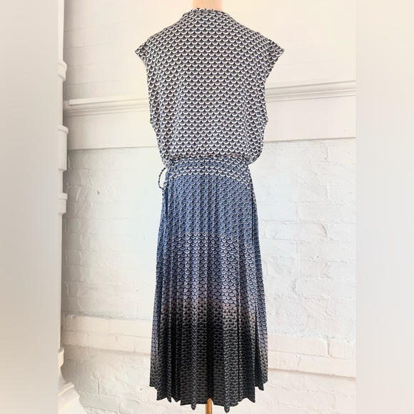 Ted Baker Leilann Masquerade Pleated Midi Dress Faux Wrap Geometric Pattern - Picture 4 of 15